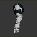 Mechanical Arm As Artificial Organ With Hair Like Textures And Green White Design