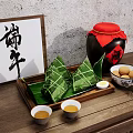 Traditional Dragon Boat Festival Food Bamboo Leaves Wrapped Zongzi Salted Duck Eggs And Tea