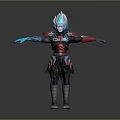 Sci Fi Warrior Game and Movie Character With Blue Head Red and Blue Armor