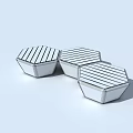 Modern Hexagonal Landscape Seats with Striped Surface and Outdoor Design 3d model