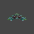 Fantasy Biomechanical Creature With Green Purple Pink Glowing Accents And Complex Limbs