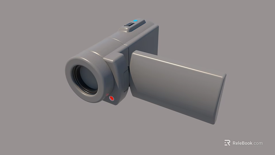 Gray Handheld Digital Camcorder With Lens Flip Screen And Recording Button 3d model