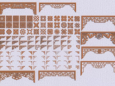Traditional Chinese Carving Designs With Various Decorative Patterns And Frame Motifs 3d model