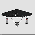 Character Under Black Umbrella With Animal Pattern Lanterns And Circular Shadow 3d model