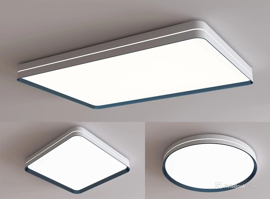 Modern Square and Round Flush Mount Ceiling Light Design for Home Lighting 3d model