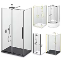 Elegant Shower Sauna Glass Enclosures Featuring Modern Designs And Black Gold Frames