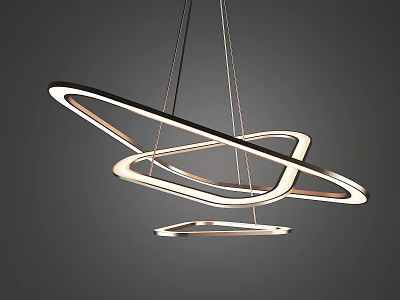 Elegant Modern Chandelier Design With Intertwined Circular Rings And LED Lighting 3d model