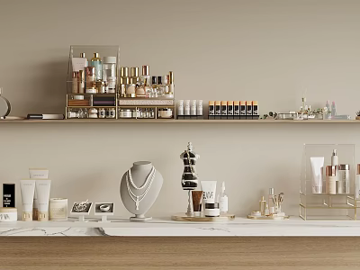 Stylish Perfume And Cosmetics Display In Minimalist Space 3d model