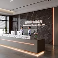 Modern company front desk background wall reception area bar desk reception desk hall simple lobby 3d model