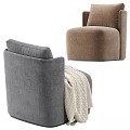 Modern Lounge Chair Cloth Wooden Pillow Plaid 3d model