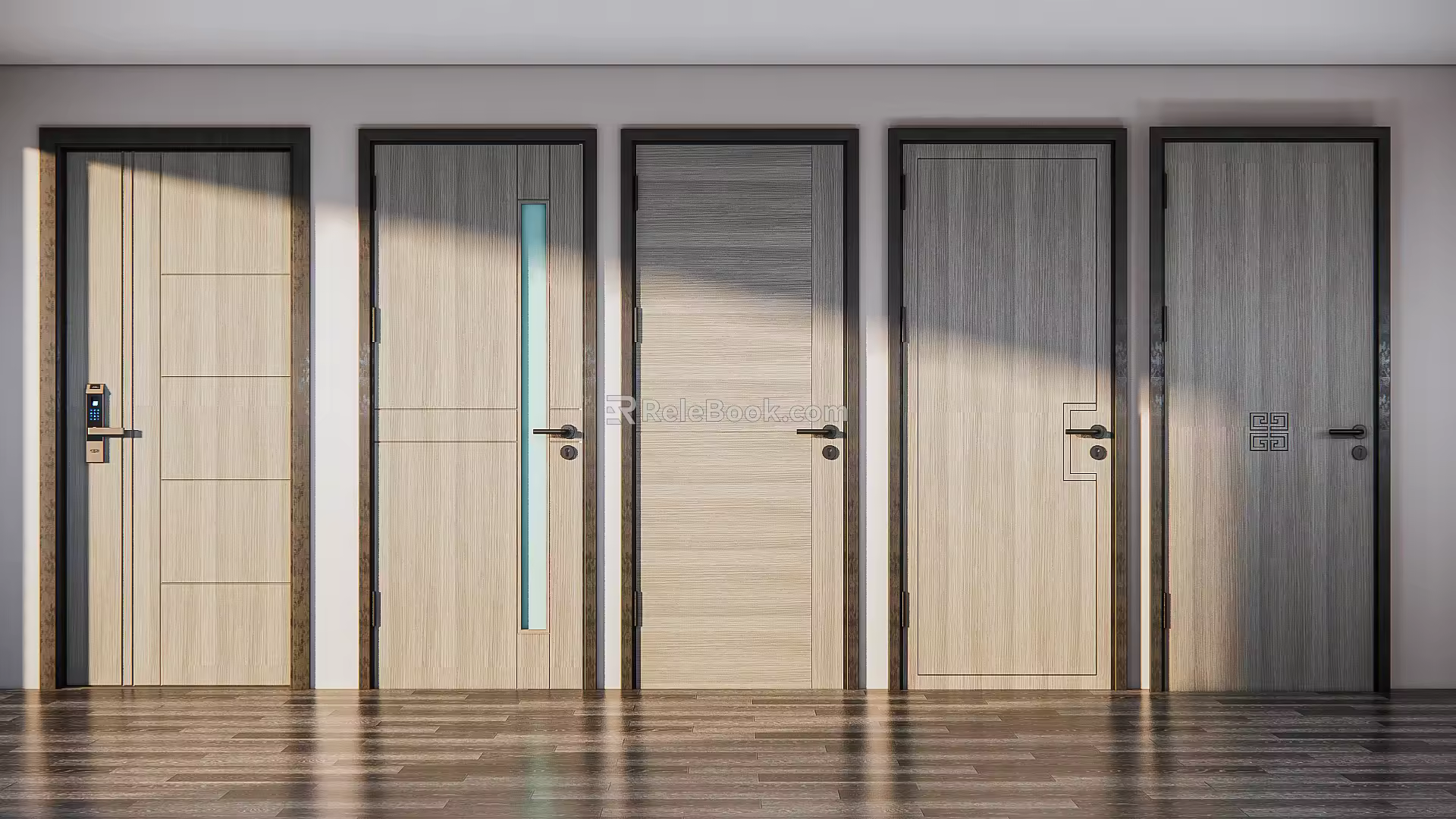 Modern swing door single door 3d model