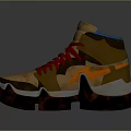 High Top Brown Orange Blue Red Sneakers With Patterned Sole And Fabric Design