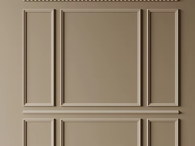 Gypsum Molding Decorative Wall Panel Design With Beige Background And Elegant Frames 3d model