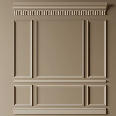 Gypsum Molding Decorative Wall Panel Design With Beige Background And Elegant Frames 3d model