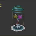 3D Ice Themed Sculpture With Crossed Weapons Blue Spiral Aura And Ice Base