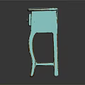 Turquoise Vintage Side Table With Single Drawer Distressed Legs And Rustic Metal Knob