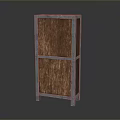 Modern Storage Cabinet With Metal Frame And Wooden Doors In Minimalist Design