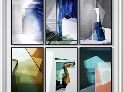 Modern Abstract Artworks With Geometric Shapes And Colorful Patterns For Interior Decor 3d model