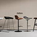 Poliform Modern Bar Stools With White Black Brown Seats And Metal Frames 3d model