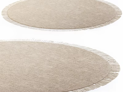 Soft Beige Round Rug With Fringed Edges For Modern Home Decor 3d model
