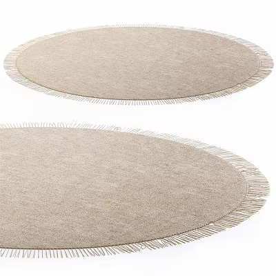 Soft Beige Round Rug With Fringed Edges For Modern Home Decor 3d model Soft Beige Round Rug With Fringed Edges For Modern Home Decor 3d model