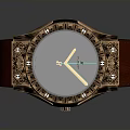 Stylish Leather Strap Watch With Decorative Dial And Metallic Frame 3d model