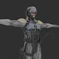 Futuristic Game Movie Character With Armored Suit Mechanical Design Gray Hair And Mask