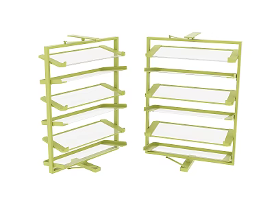 Two Green Metal Multi Tiered Hardware Tools Storage Shelves For Garage Organization 3d model