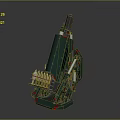 Green Military Weapon With Cylindrical Barrel Mechanical Structure Red Base Parts