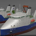 Large Blue White Red Cargo Ships With Deck Cranes And Modern Hull Design