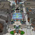 Traditional Commercial Street With Classical Architecture Central Plaza Colorful Fountain And Pedestrian Walkways