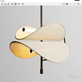 Modern Artistic Pendant Light With Leaf Shaped Cream Yellow Lampshade And Metal Frame