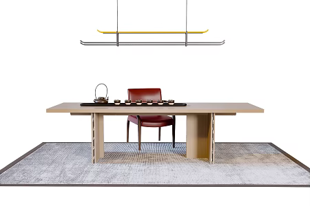 New Chinese Style Desk and Chair Simple Desk 3d model