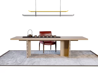 New Chinese Style Desk and Chair Simple Desk 3d model