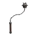 Medieval Spiked Metal Ball Flail Weapon With Linked Chain And Wooden Handle