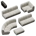 Modern Light Gray Fabric Sofa Set With Tufted Design And Modular Sections 3d model
