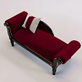 Comfortable Maroon Upholstered Sofa Bench With Wooden Frame And Striped Pillows