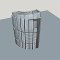 Modern High Rise Office Building Exterior With Curved Glass Facade Design