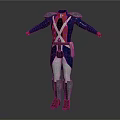 Vintage Military Style Costume With Blue Red White Cross Straps And Boots