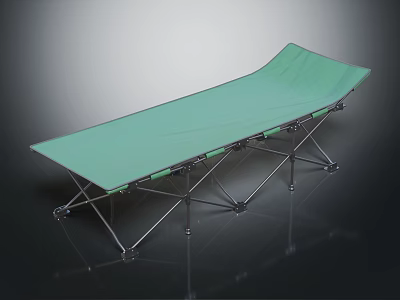 Green Portable Folding Bed With Sturdy Metal Frame And Comfortable Surface 3d model