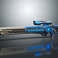 Futuristic Sci Fi Weapon with Blue Glowing Accents and Advanced Energy Gun Design
