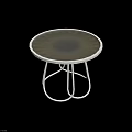 Round Woven Coffee Table With White And Gold Metal Frame Design
