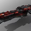 Large Red And Black Interstellar Spaceship Featuring Complex Cosmic Design Details 3d model
