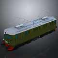 Vintage Green Locomotive With White Roof Dual Pantographs Windows And Red Base