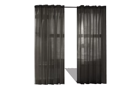Black Sheer Curtains For Window With Natural Light And Elegant Design 3d model