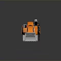 Orange Crawler Type Functional Vehicle Excavator With Mechanical Arm And Metal Bucket On Gray Background