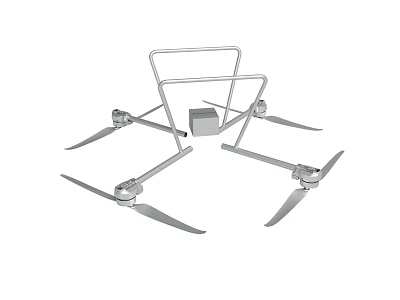 Quadcopter Drone Model With Four Propellers And Metal Frame Structure 3d model