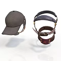Dark Baseball Cap And Adjustable Leather Strap Headband For Daily Essentials 3d model