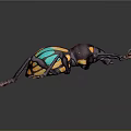 Vibrant Colorful Beetle With Purple Blue And Yellow Spots On Shiny Body