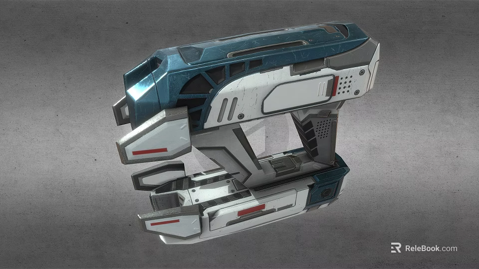 Futuristic Sci Fi Weapon With Blue And White Advanced Mechanical Design Details 3d model 
